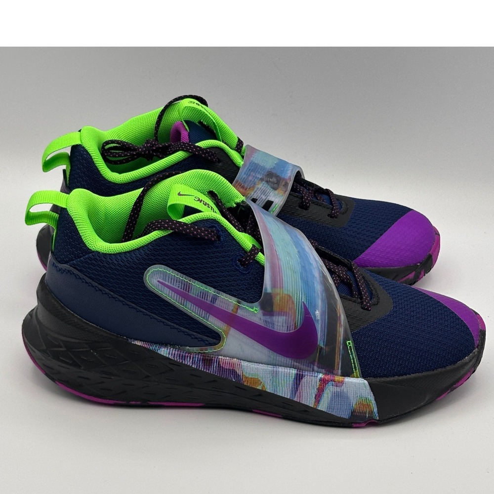 Nike Team Hustle D 12 SE Shoes Kids Size 6Y Blue Purple Basketball HV2291-400